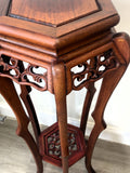 Vintage Chinese Carved Rosewood Plant Stand / Pedestal