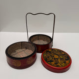 Chinese Wedding Basket with Bronze Handle, Dragon & Phoenix Decoration