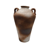 16” Contemporary Contemporary Ceramic Vase  with Sculptural Handles and Textured Earth-Tone Glaze