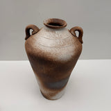 16” Contemporary Contemporary Ceramic Vase  with Sculptural Handles and Textured Earth-Tone Glaze
