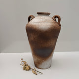 16” Contemporary Contemporary Ceramic Vase  with Sculptural Handles and Textured Earth-Tone Glaze