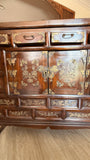 Korean Brass-Mounted Hardwood Cabinet with Glass Top