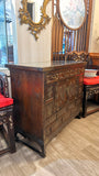 Korean Brass-Mounted Hardwood Cabinet with Glass Top