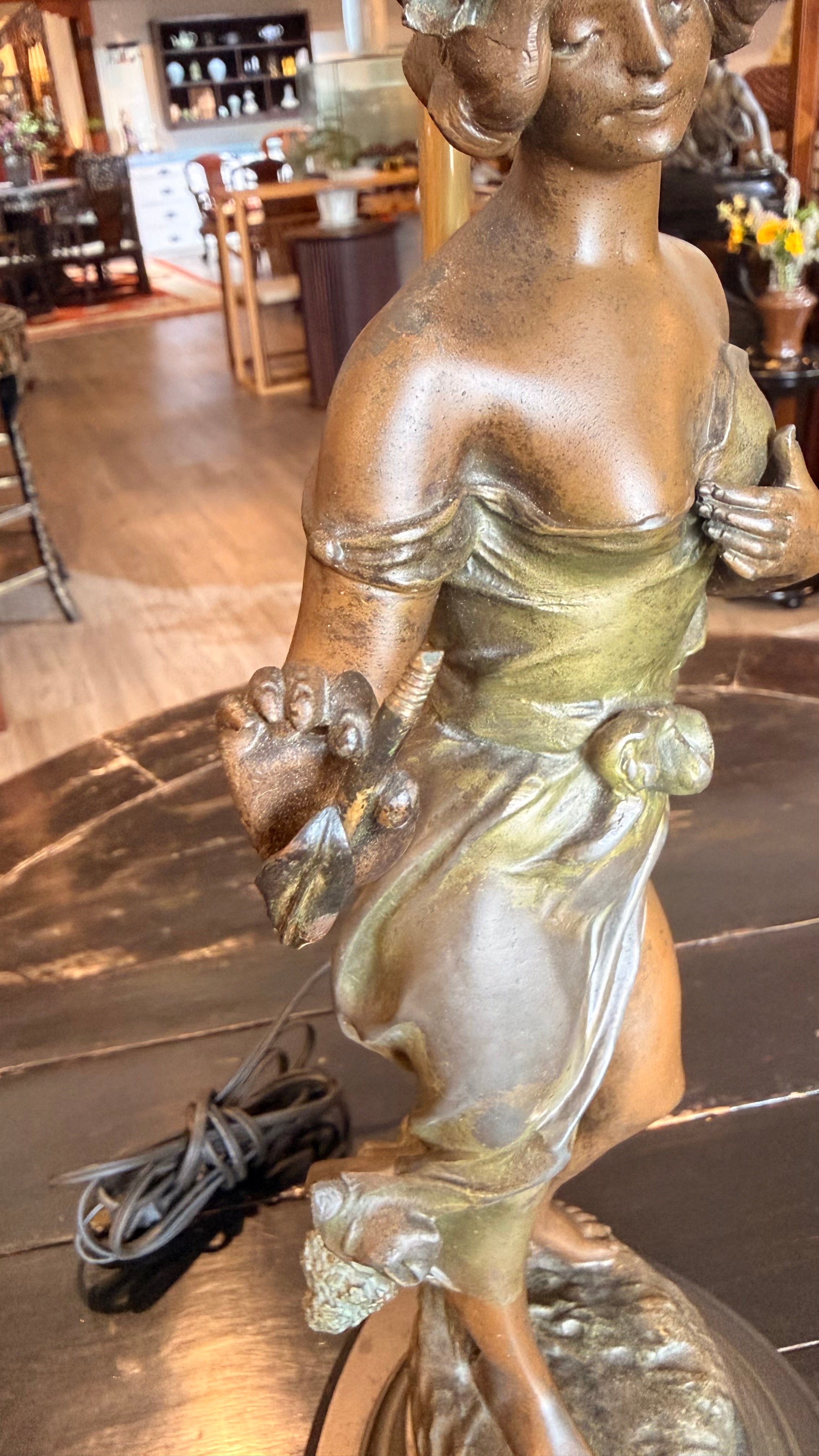 Heliotrope Figural Table Lamp 32” H overall; 18” H sculpture