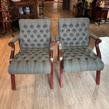 Traditional Tufted Accent Arm-Chairs (Pair)