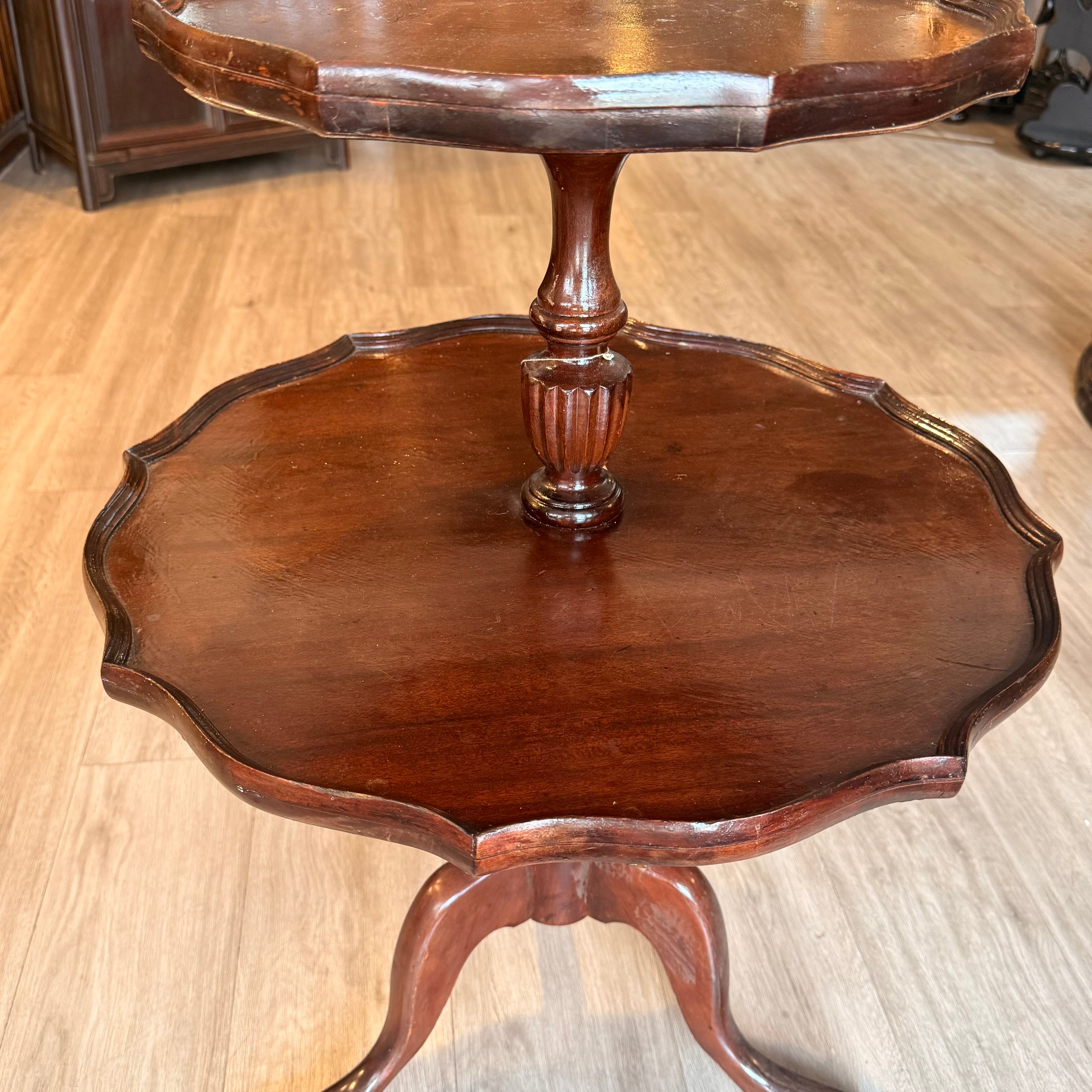 Antique Two-Tier Mahogany Tea Table | Classic English Accent Table