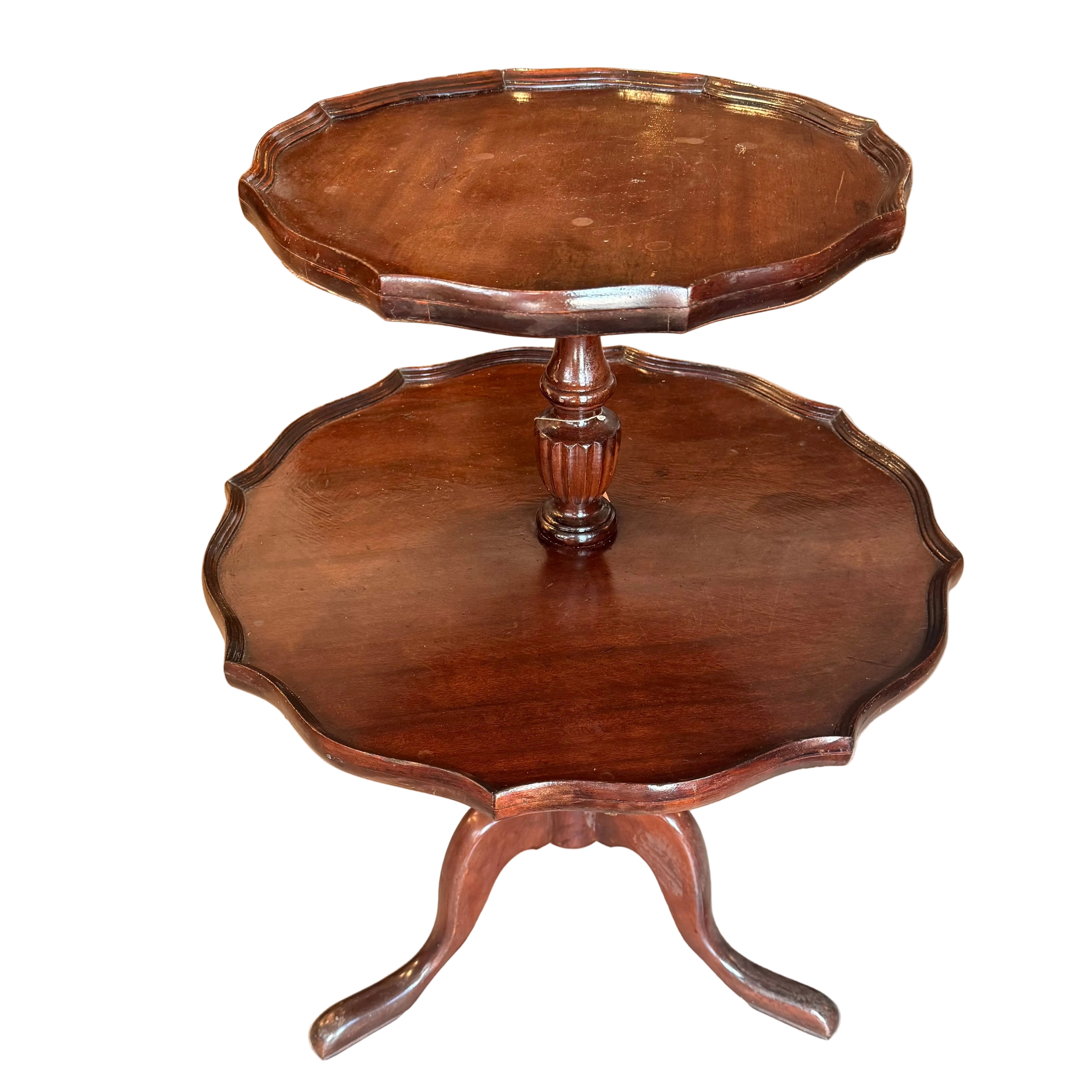 Antique Two-Tier Mahogany Tea Table | Classic English Accent Table