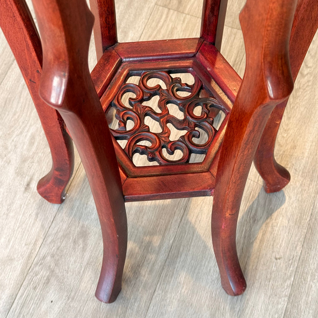 Vintage Chinese Carved Rosewood Plant Stand / Pedestal