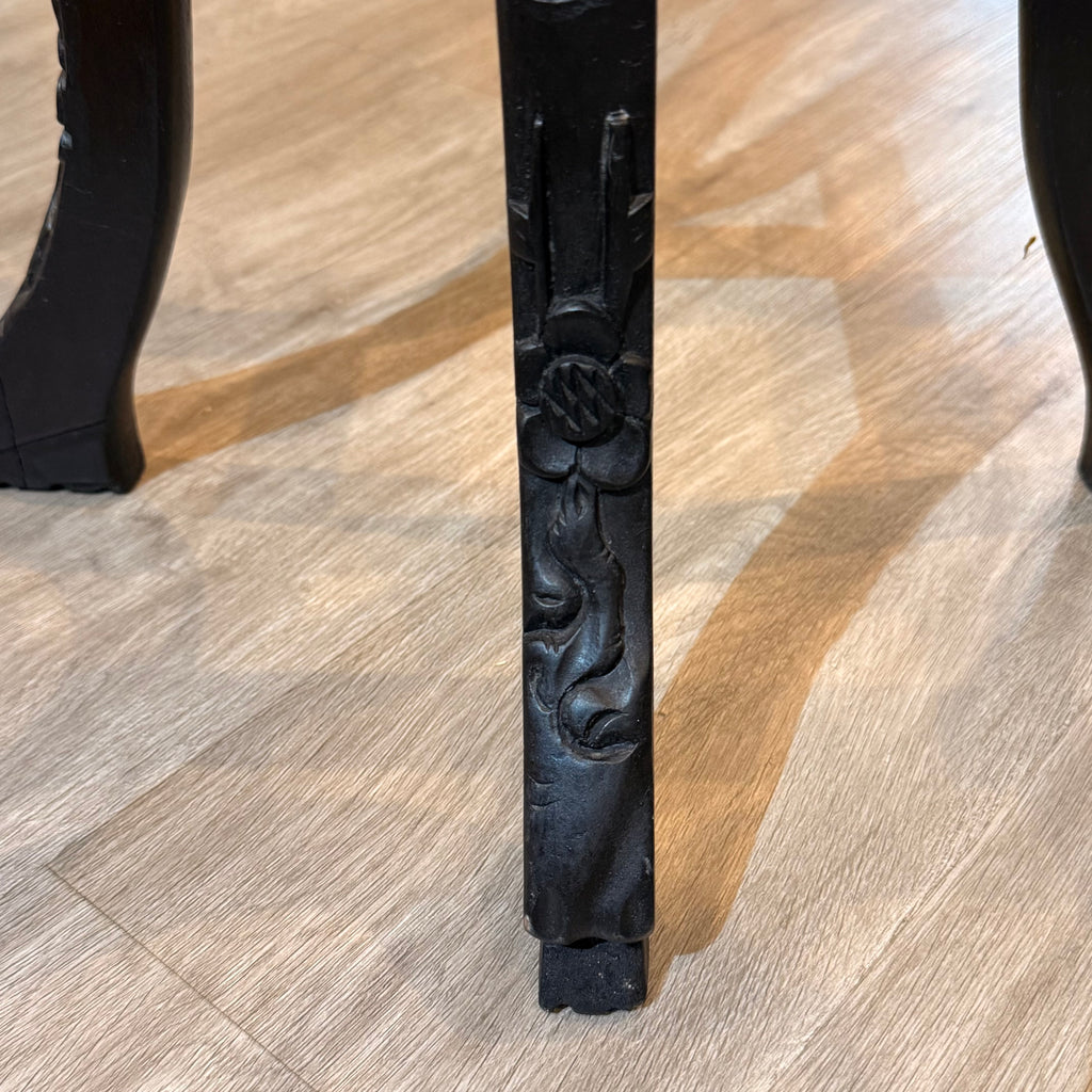 Vintage Carved Pedestal with Rose Marble Inset