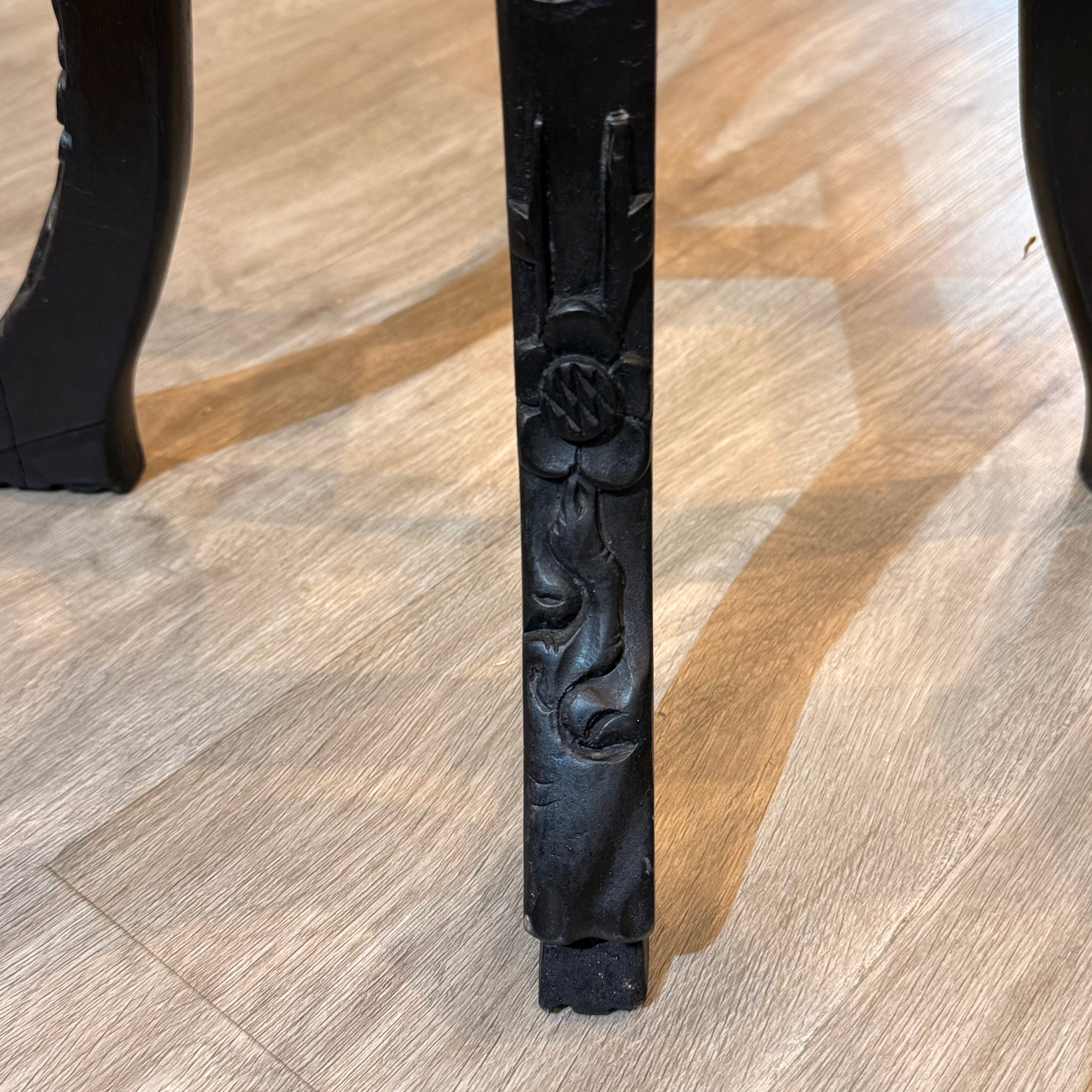 Vintage Carved Pedestal with Rose Marble Inset