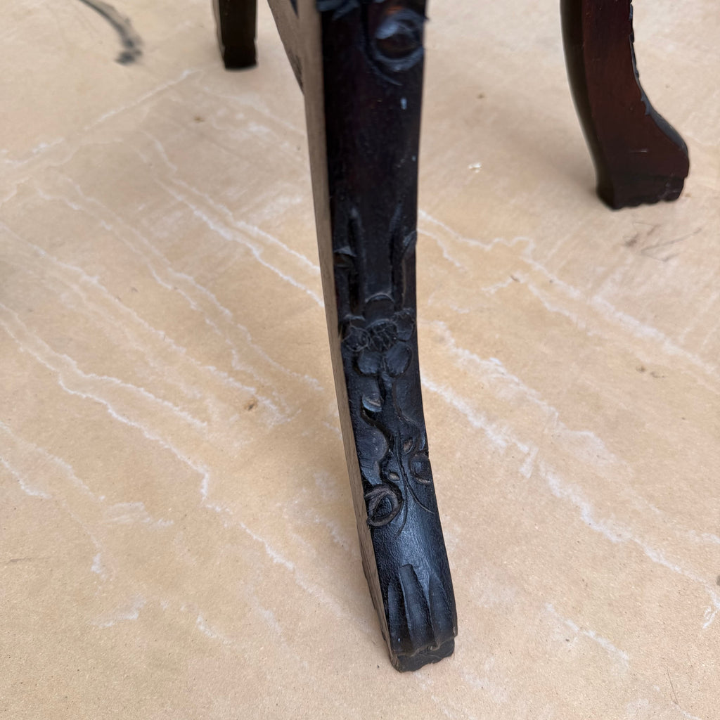 Handcrafted Rosewood Pedestal Plant Stand with Marble Top