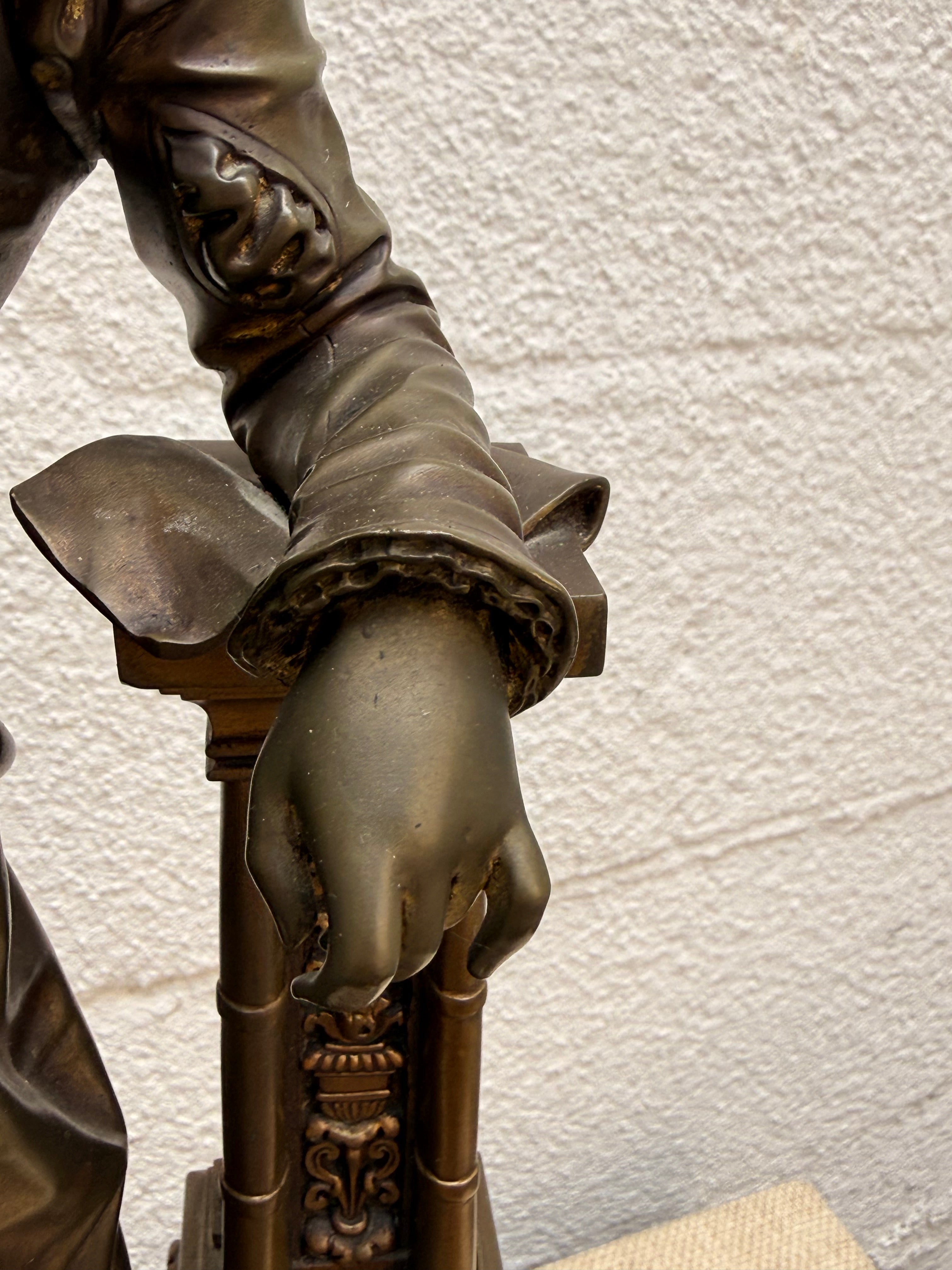 French Patinated Bronze Female Figure, Signed Bouret, Grenoble 1911