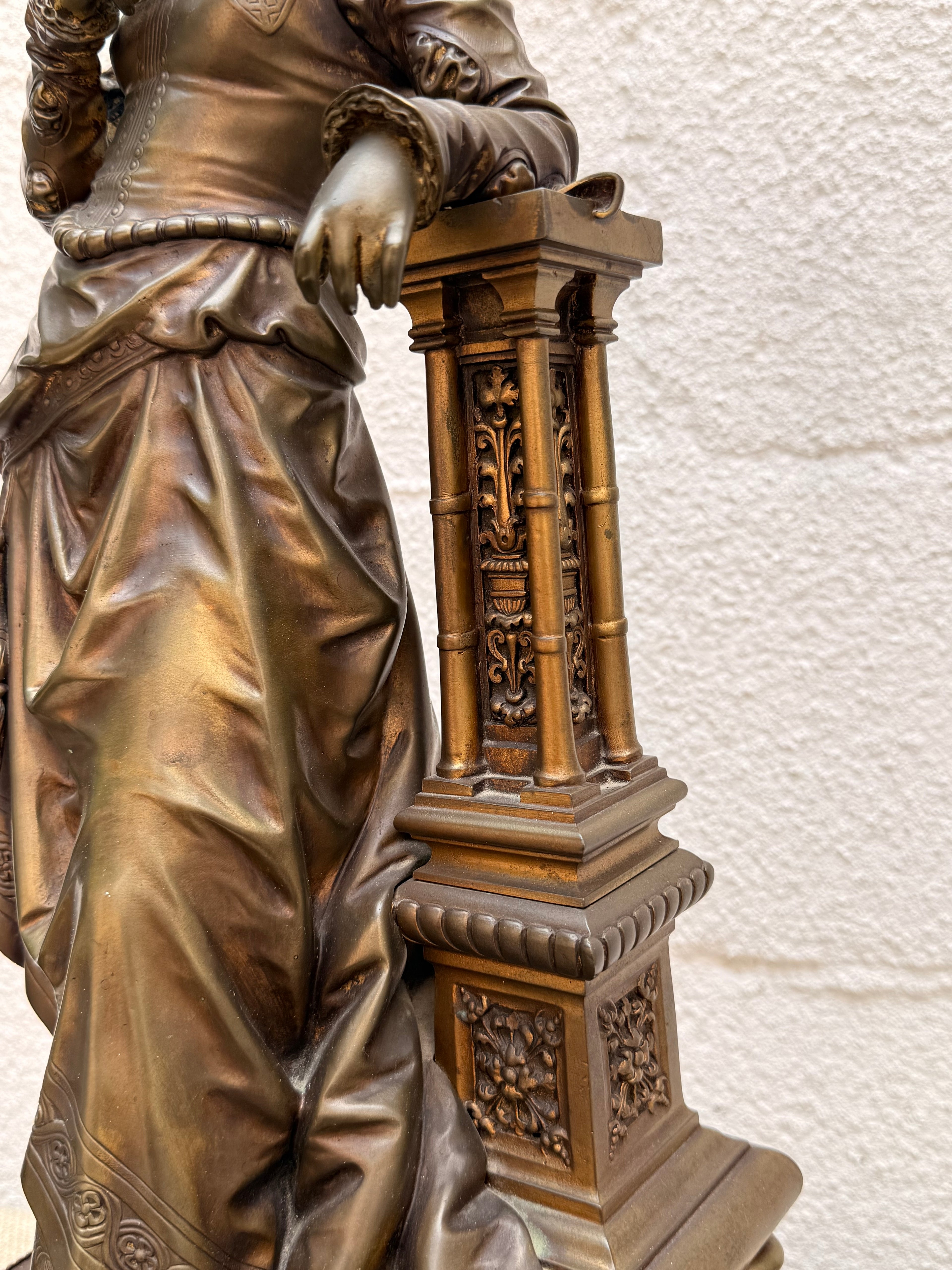 French Patinated Bronze Female Figure, Signed Bouret, Grenoble 1911