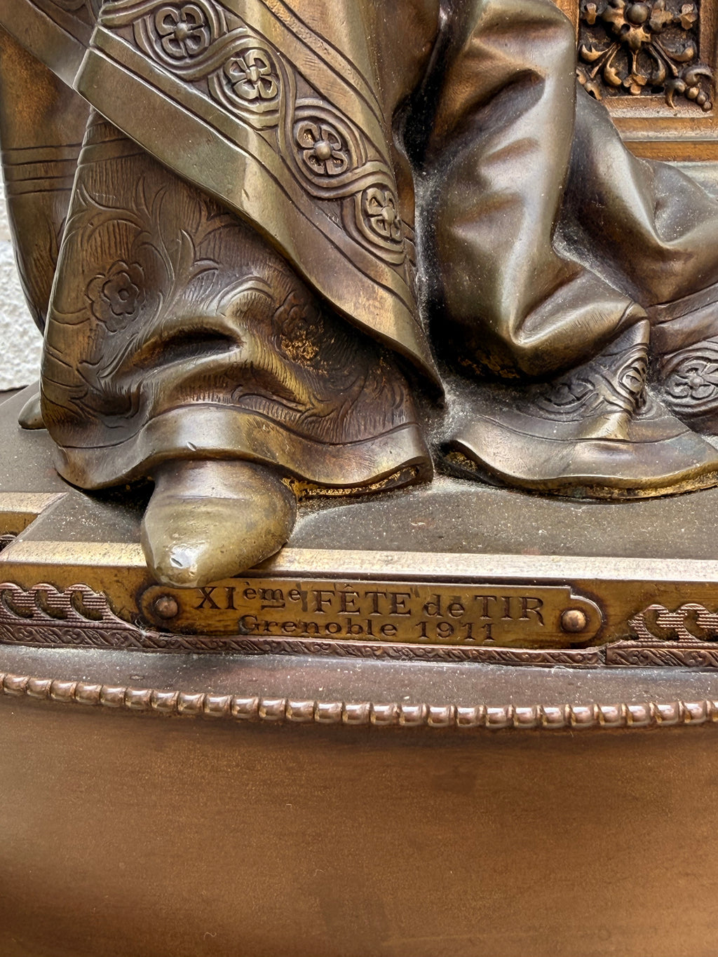French Patinated Bronze Female Figure, Signed Bouret, Grenoble 1911