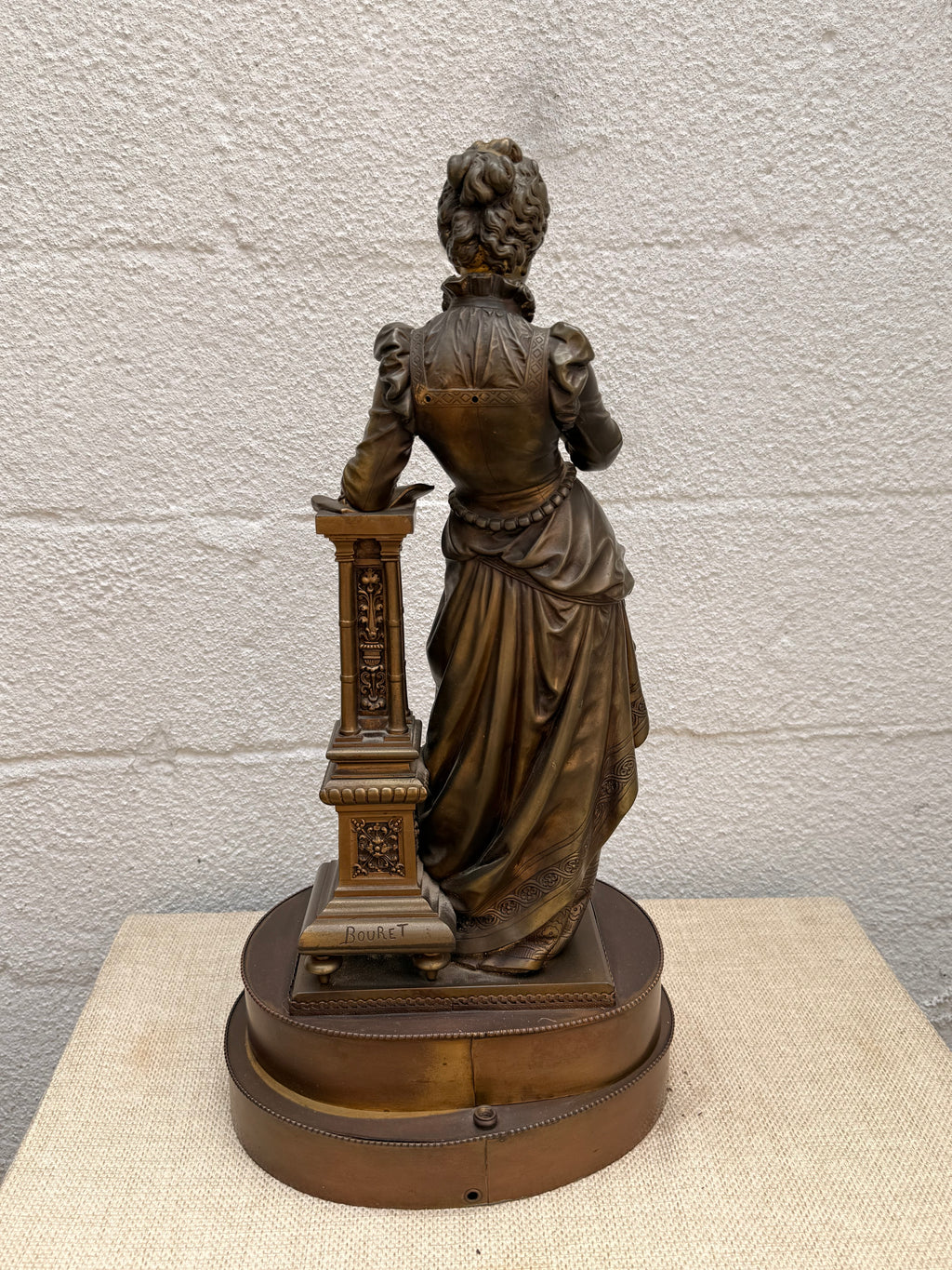 French Patinated Bronze Female Figure, Signed Bouret, Grenoble 1911