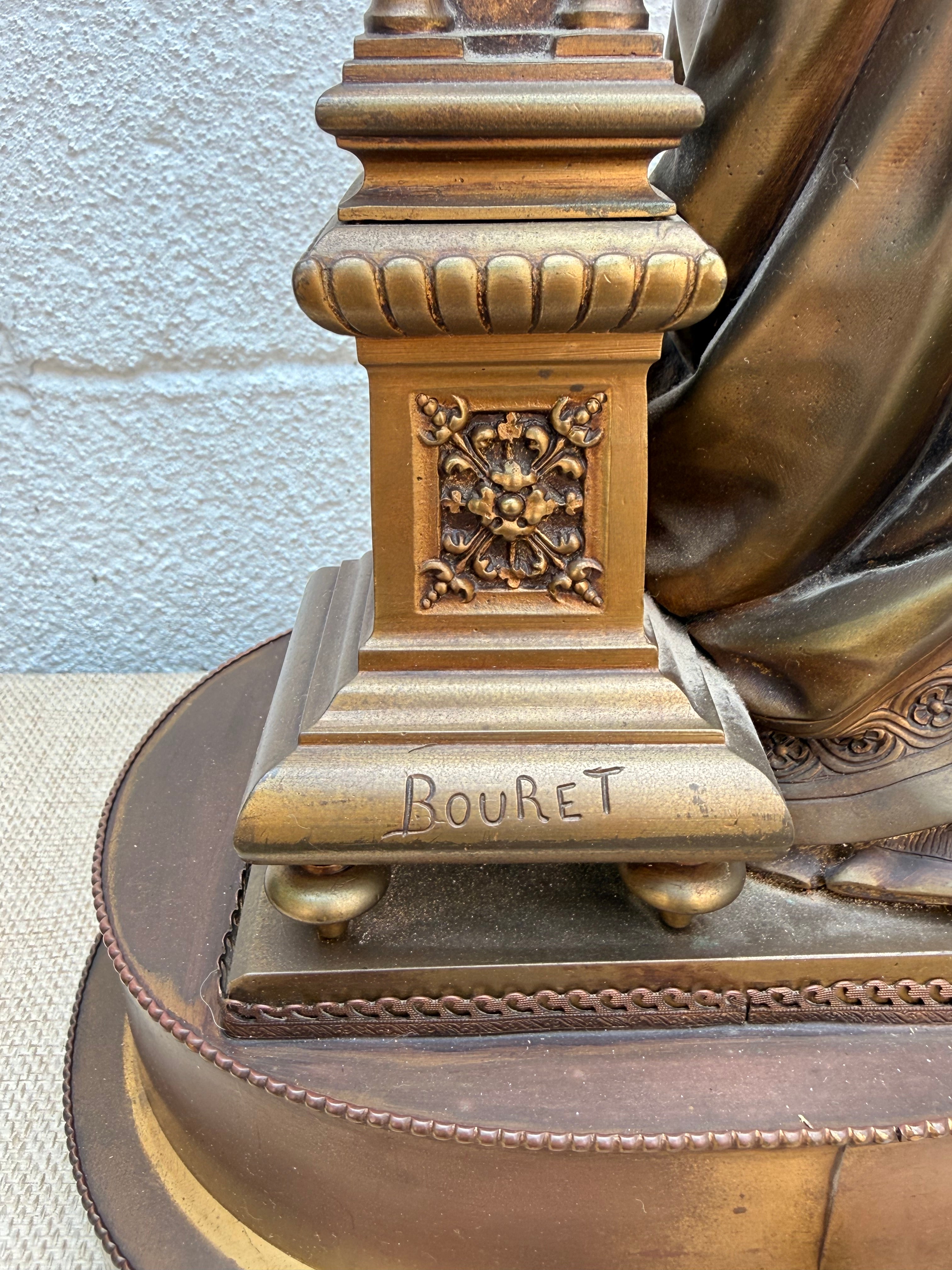 French Patinated Bronze Female Figure, Signed Bouret, Grenoble 1911