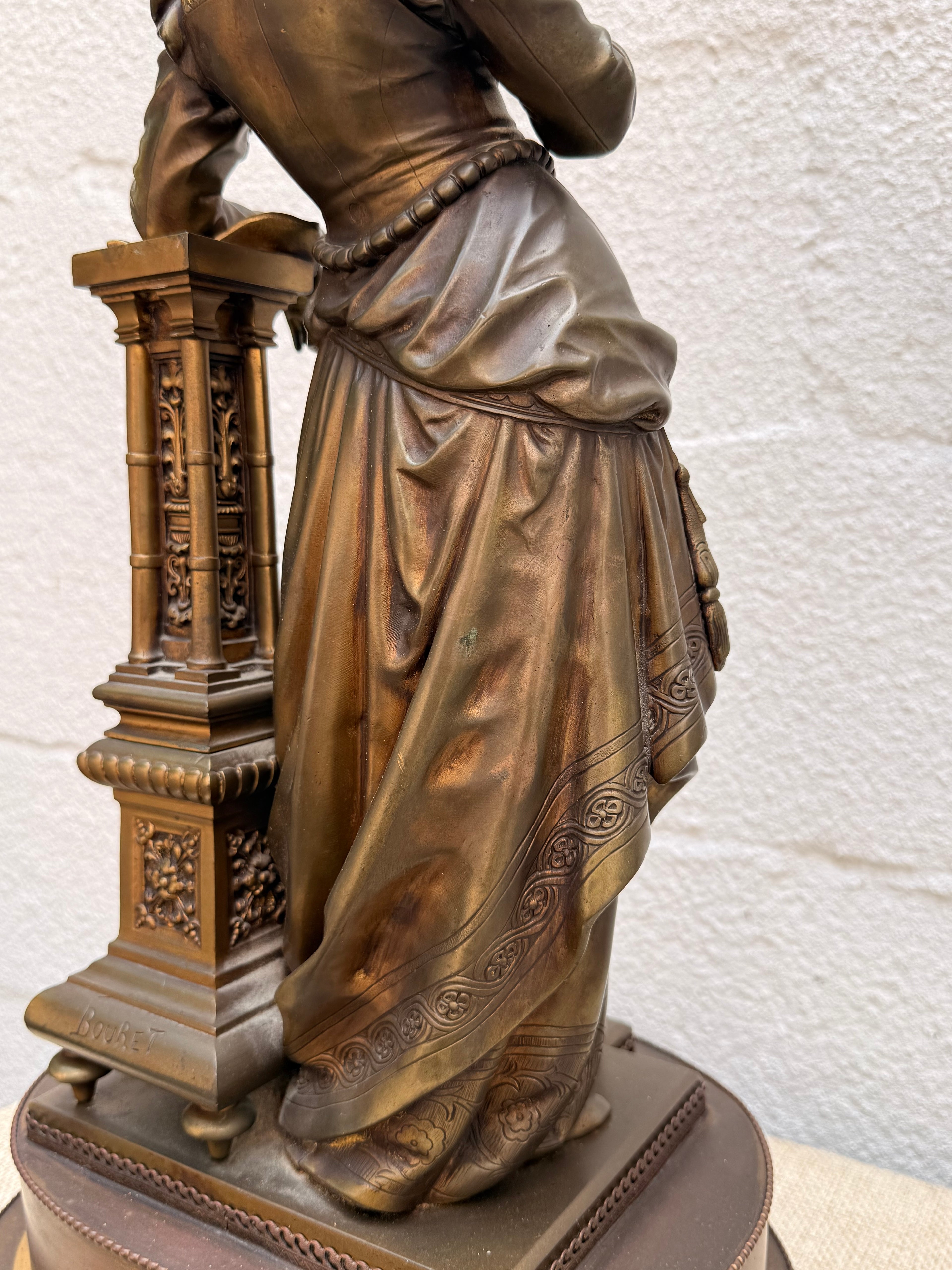 French Patinated Bronze Female Figure, Signed Bouret, Grenoble 1911