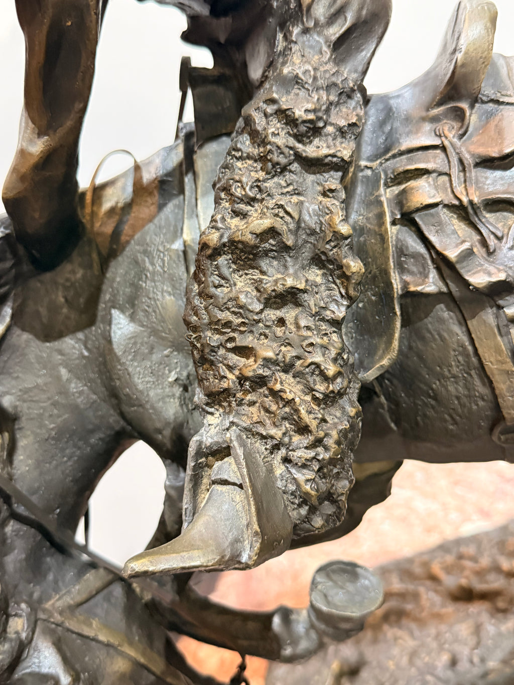 Bronze Cowboy and Bucking Horse Sculpture, After Frederic Remington