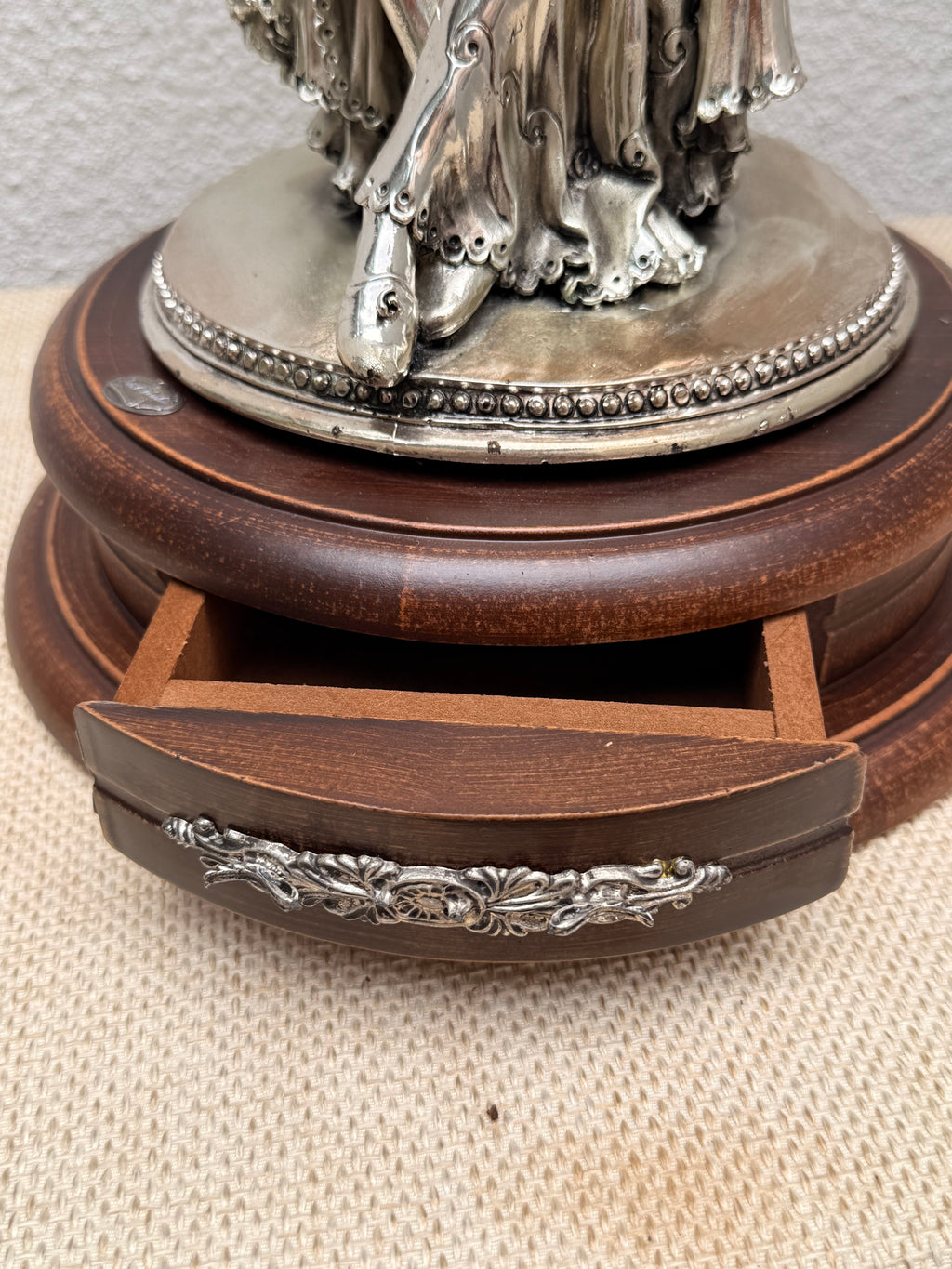 Mother and Child Silver-Tone Figural Sculpture, Signed Del Vecchio