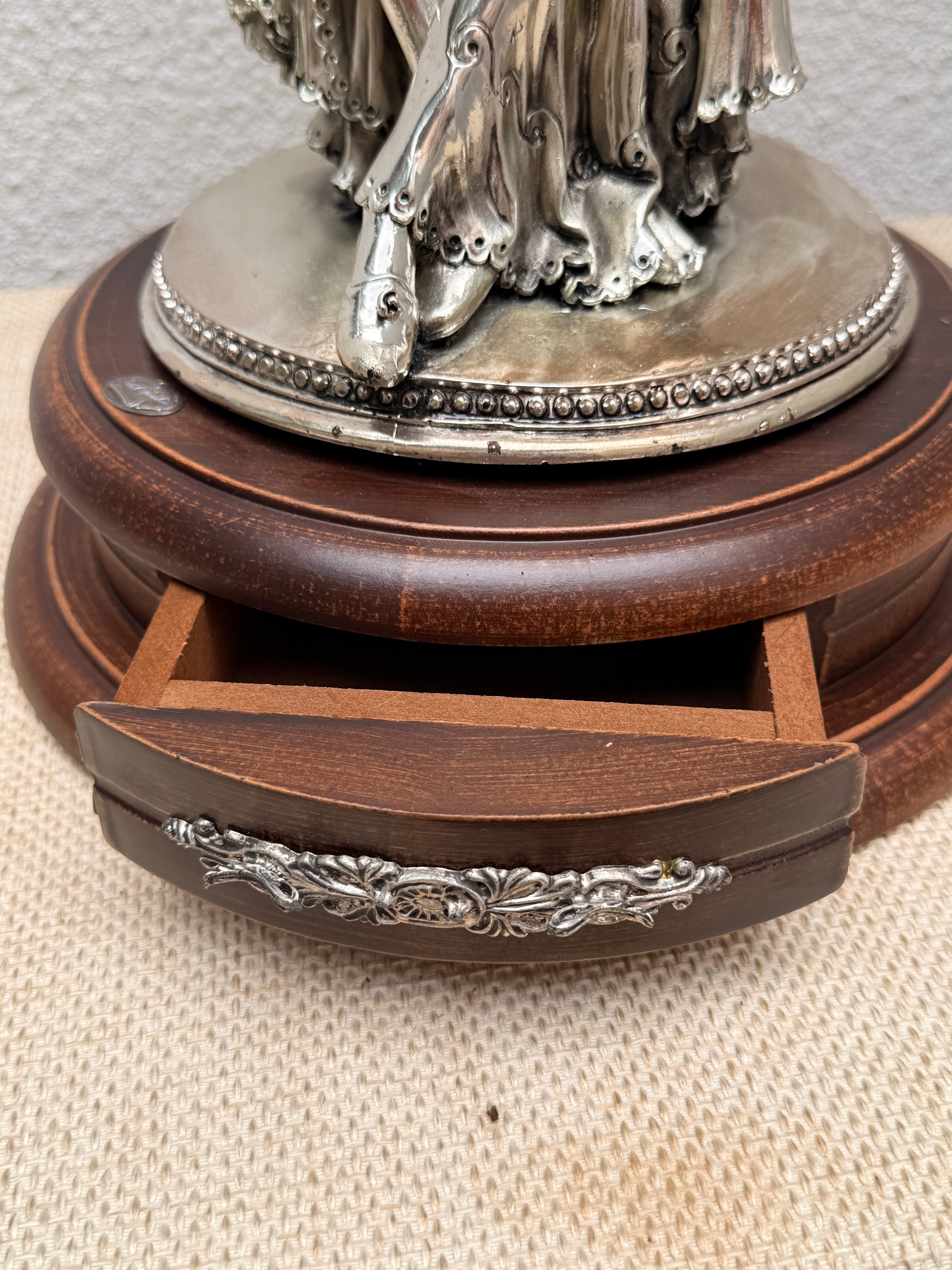 Mother and Child Silver-Tone Figural Sculpture, Signed Del Vecchio