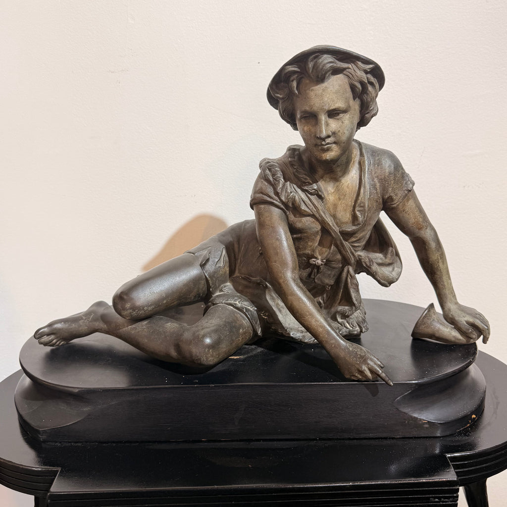 Italian Bronze Figural Sculpture on Carved Crane-Form Pedestal