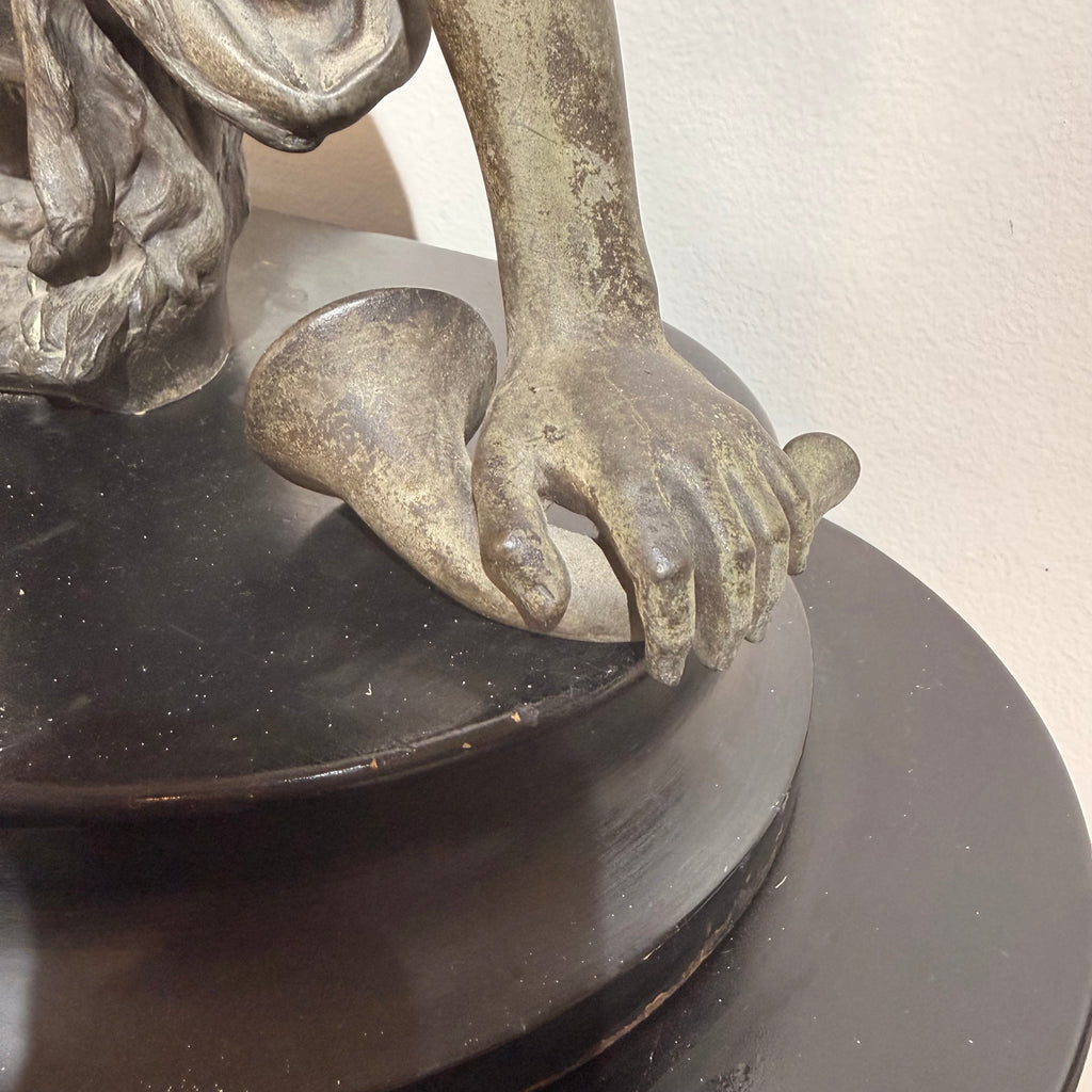Italian Bronze Figural Sculpture on Carved Crane-Form Pedestal
