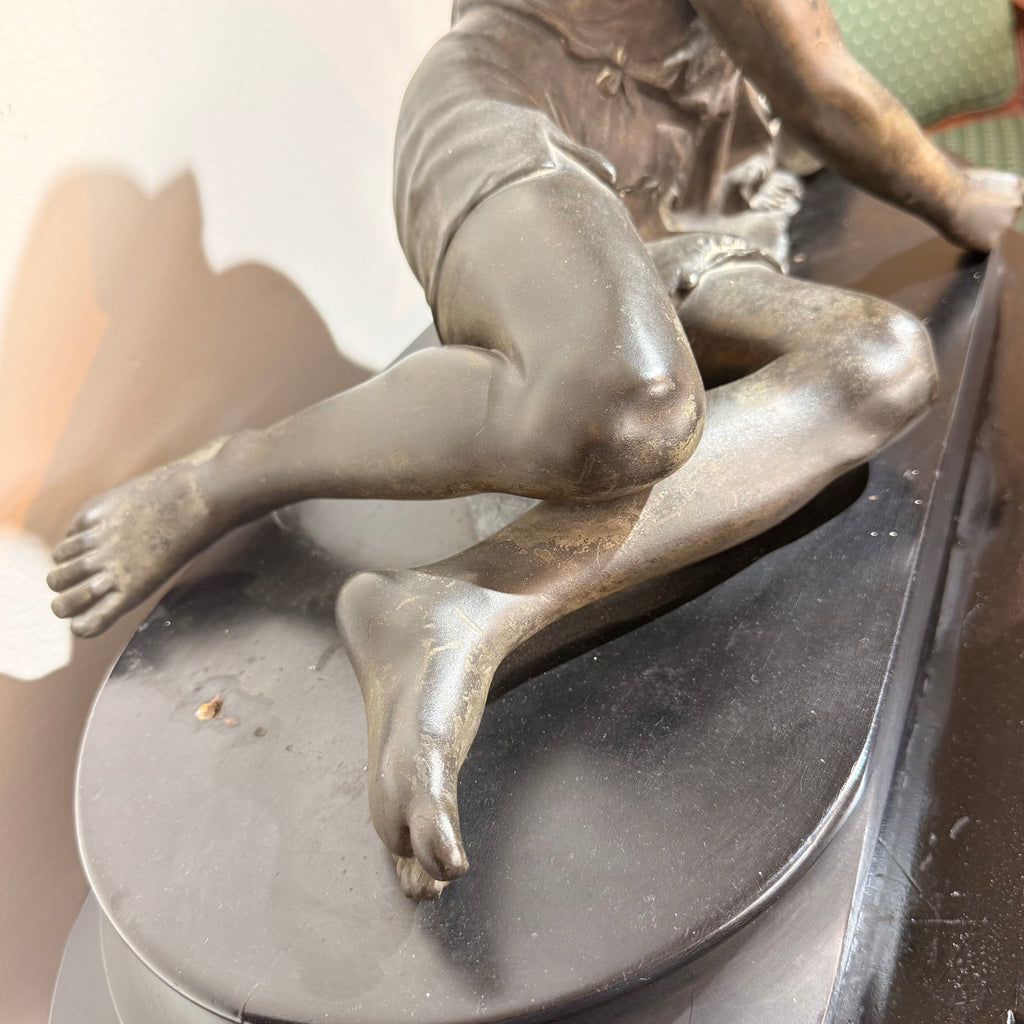 Italian Bronze Figural Sculpture on Carved Crane-Form Pedestal