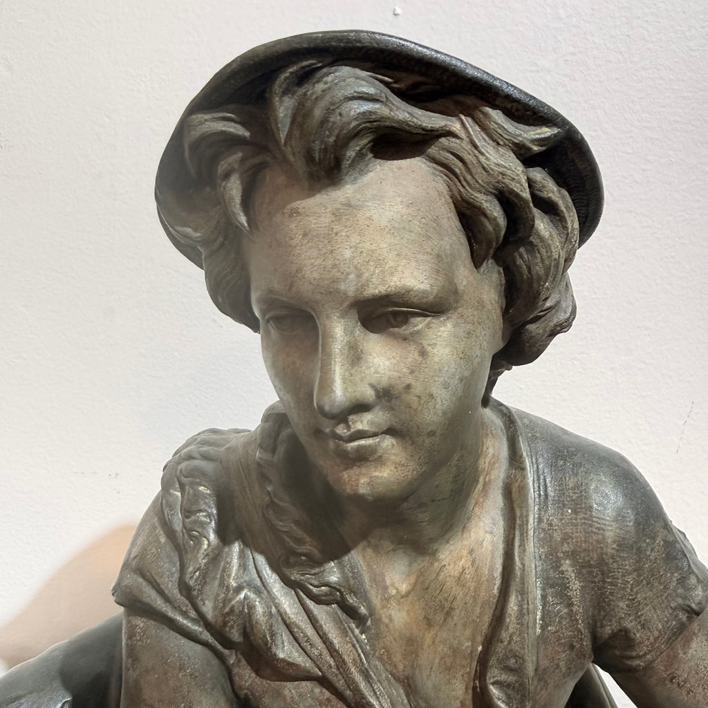 Italian Bronze Figural Sculpture on Carved Crane-Form Pedestal