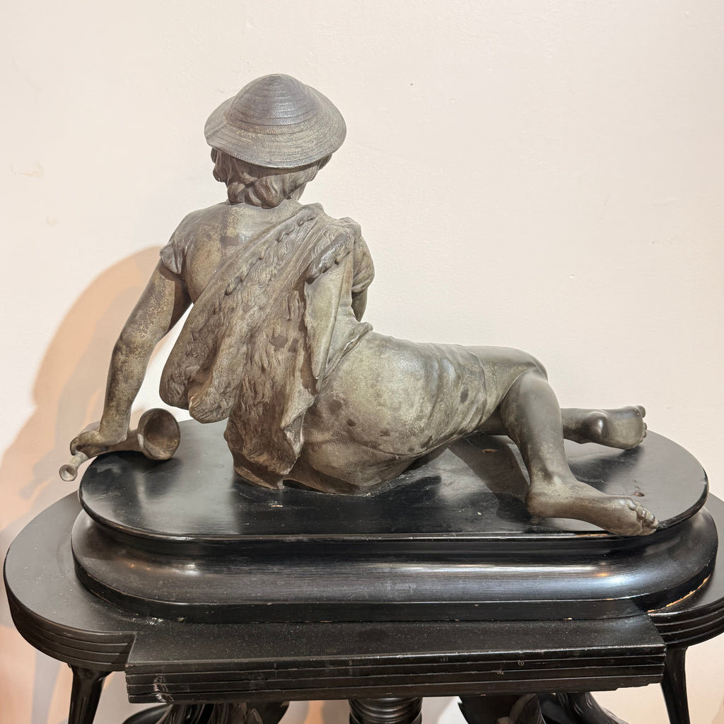 Italian Bronze Figural Sculpture on Carved Crane-Form Pedestal