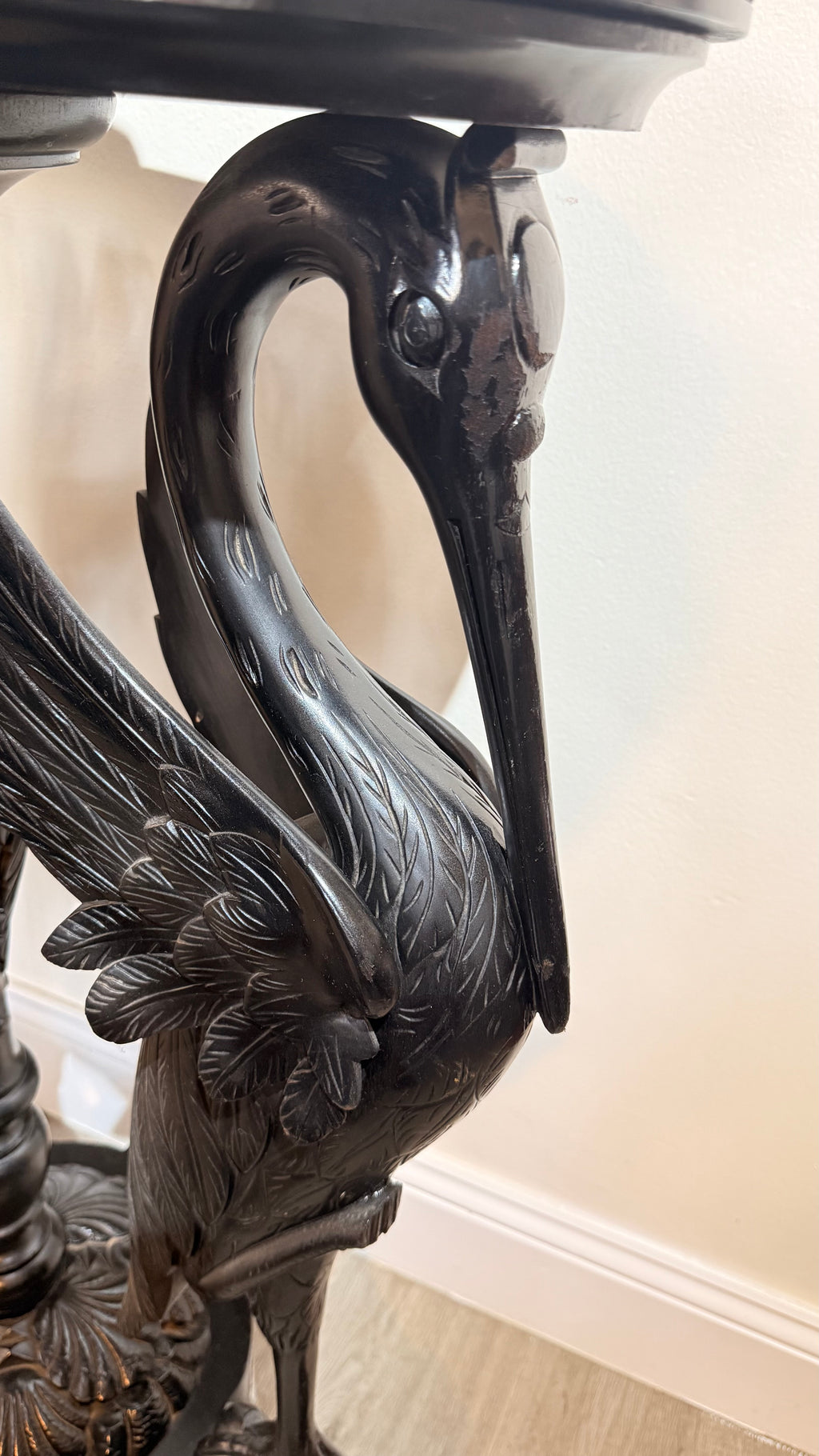 Italian Bronze Figural Sculpture on Carved Crane-Form Pedestal