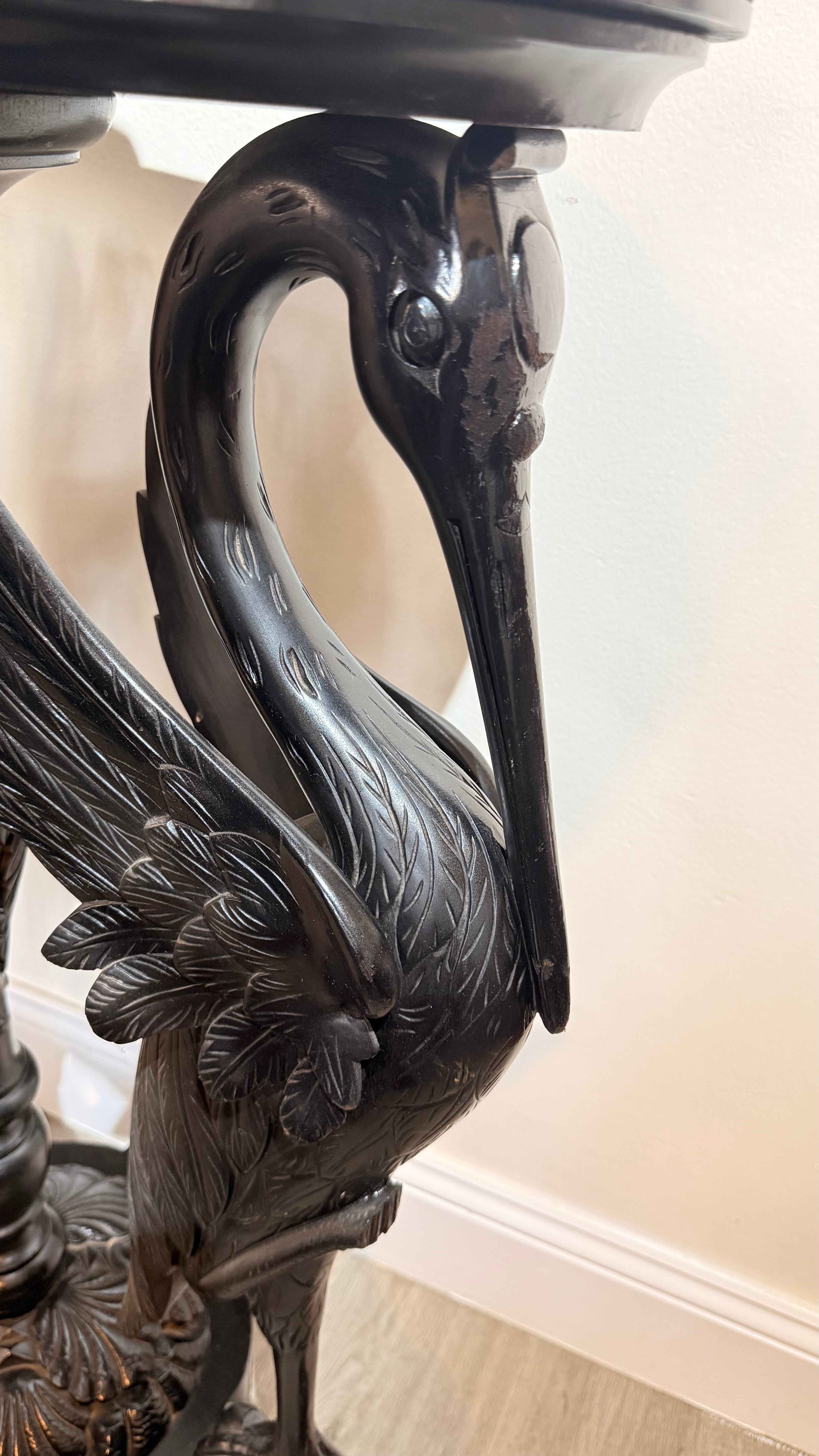 Italian Bronze Figural Sculpture on Carved Crane-Form Pedestal