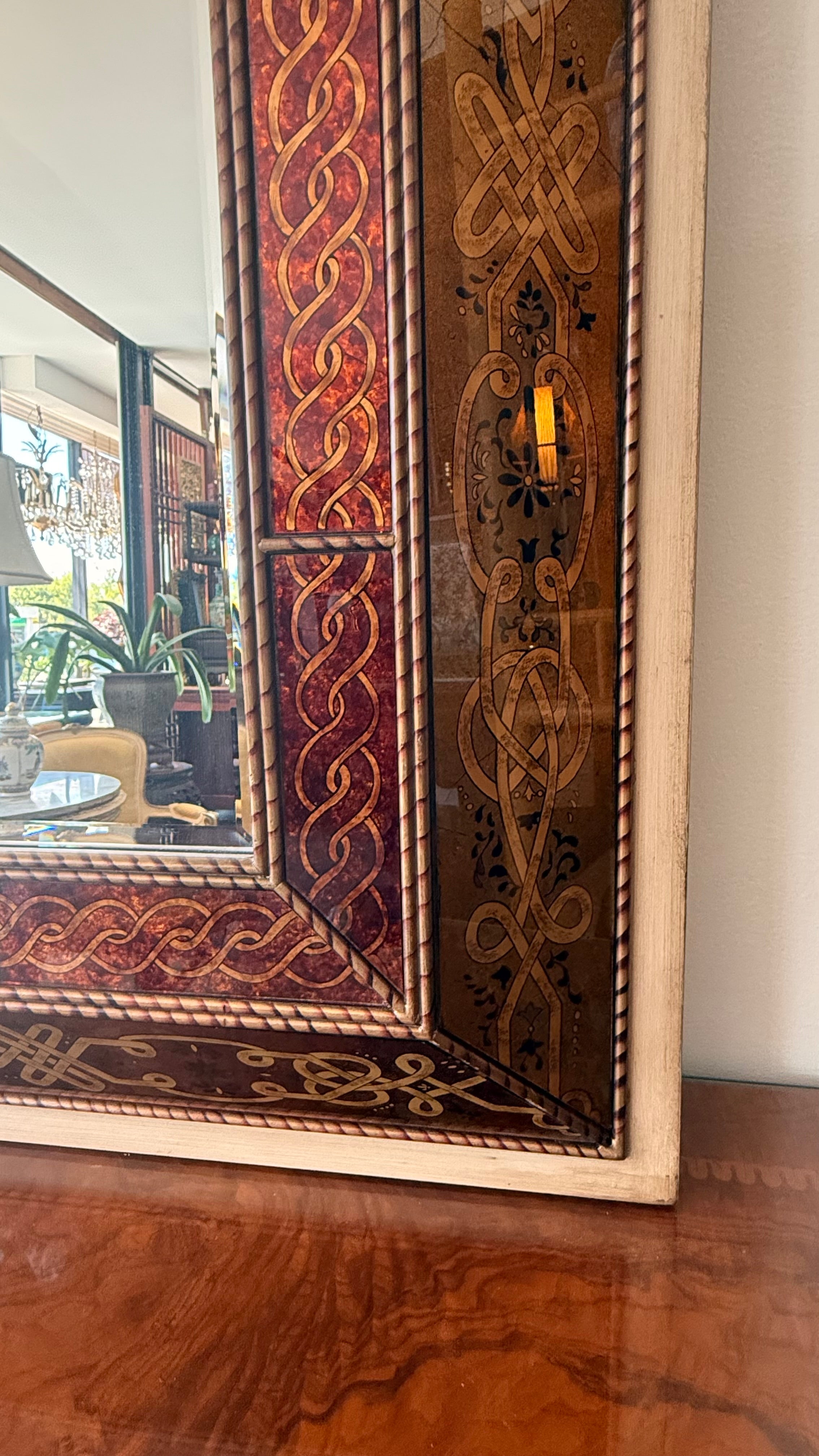 Decorative Inlaid Wood Framed Mirror