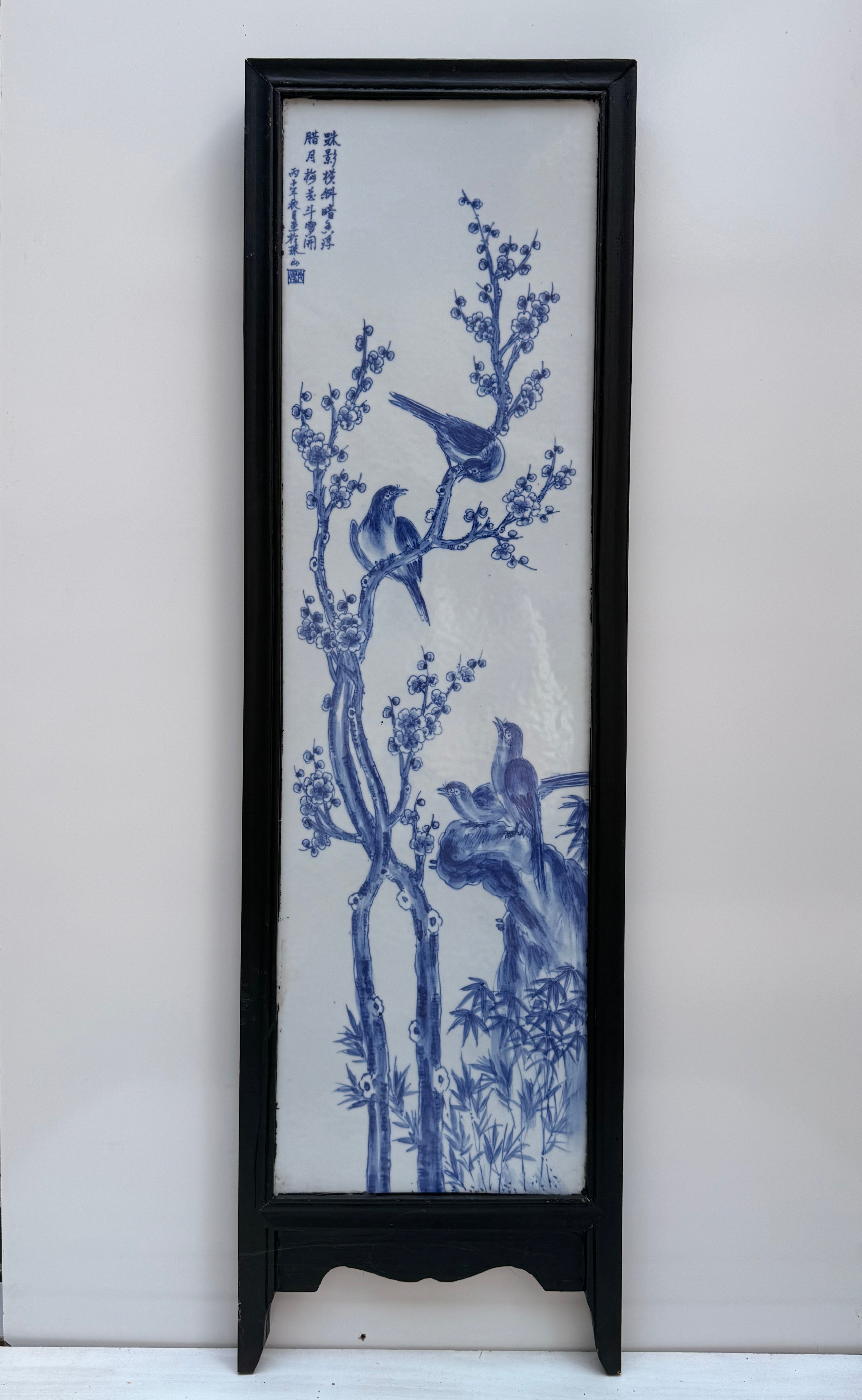 Chinese Blue-and-White Porcelain Four Seasons Plaques — Set of Four