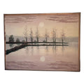 Large Vintage Oil Painting of a Moonlit Lake, Signed Joseph