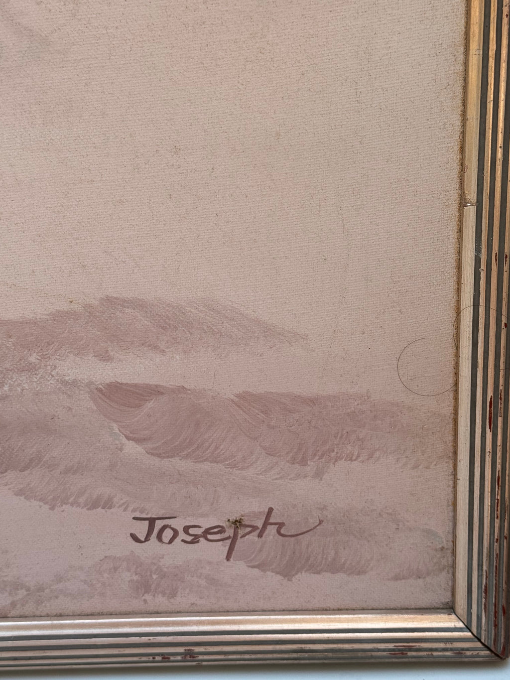 Large Vintage Oil Painting of a Moonlit Lake, Signed Joseph