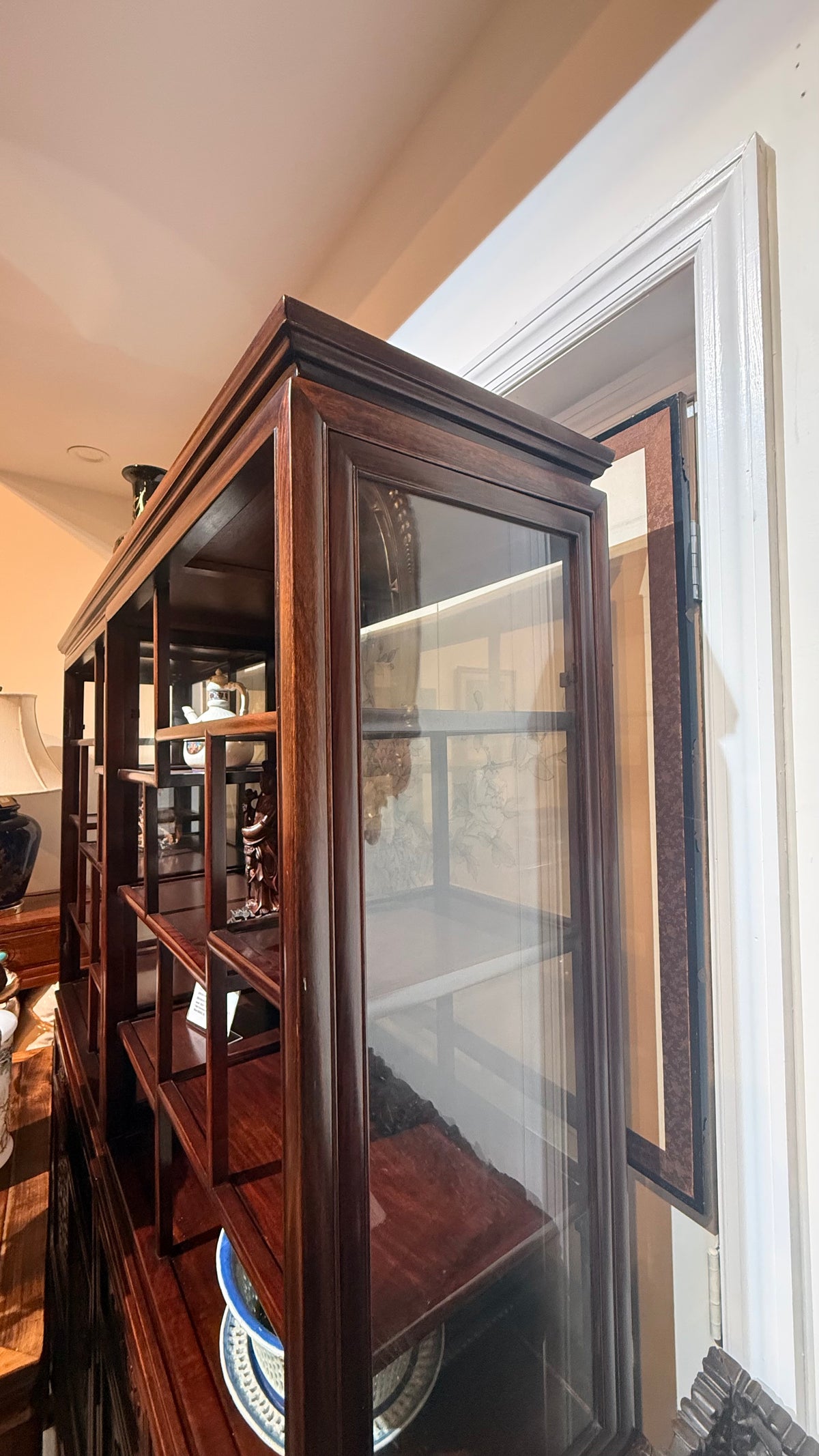Chinese Rosewood Display Cabinet with Glass Panels