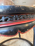 Pair of Vintage Chinese Black Lacquer Demi-Lune Tables
