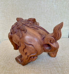 Pair of hand carved Wooden Foo Dogs Lion dogs Guardian Lion