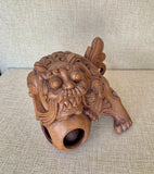 Pair of hand carved Wooden Foo Dogs Lion dogs Guardian Lion