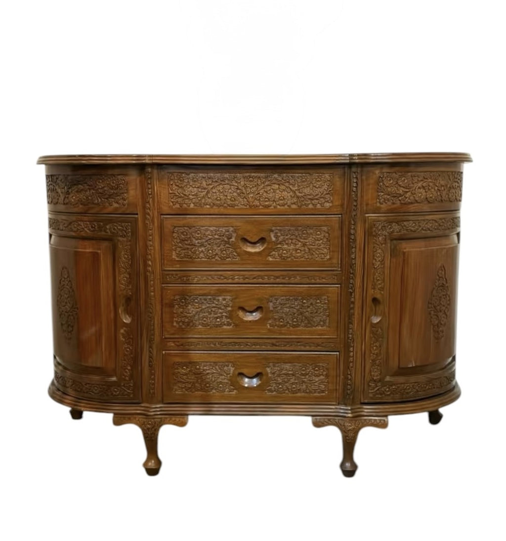 Vintage Solid Wood Carved Porch Cabinet Accent Cabinet