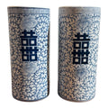 Pair of Blue and White “Double Happiness” Porcelain Vases
