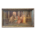Large Vintage European Salon Scene Framed Wall Art | Ornate Gold Frame Classical Interior Print 55” x 31”