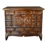 Korean Brass-Mounted Hardwood Cabinet with Glass Top