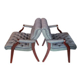 Traditional Tufted Accent Arm-Chairs (Pair)