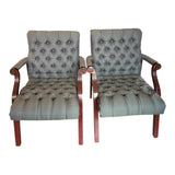 Traditional Tufted Accent Arm-Chairs (Pair)