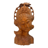 Hand-Crafted Wooden Lady Bust Sculpture