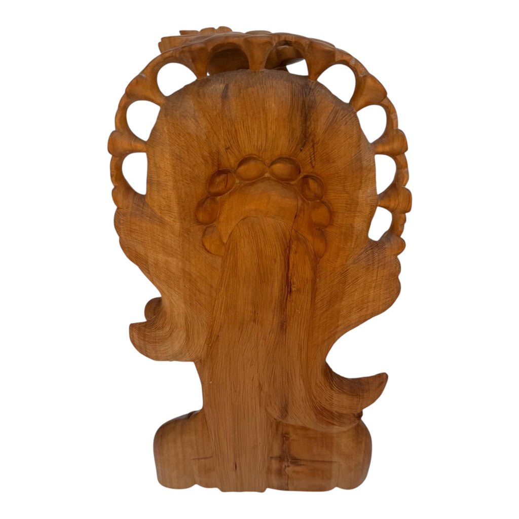 Hand-Crafted Wooden Lady Bust Sculpture