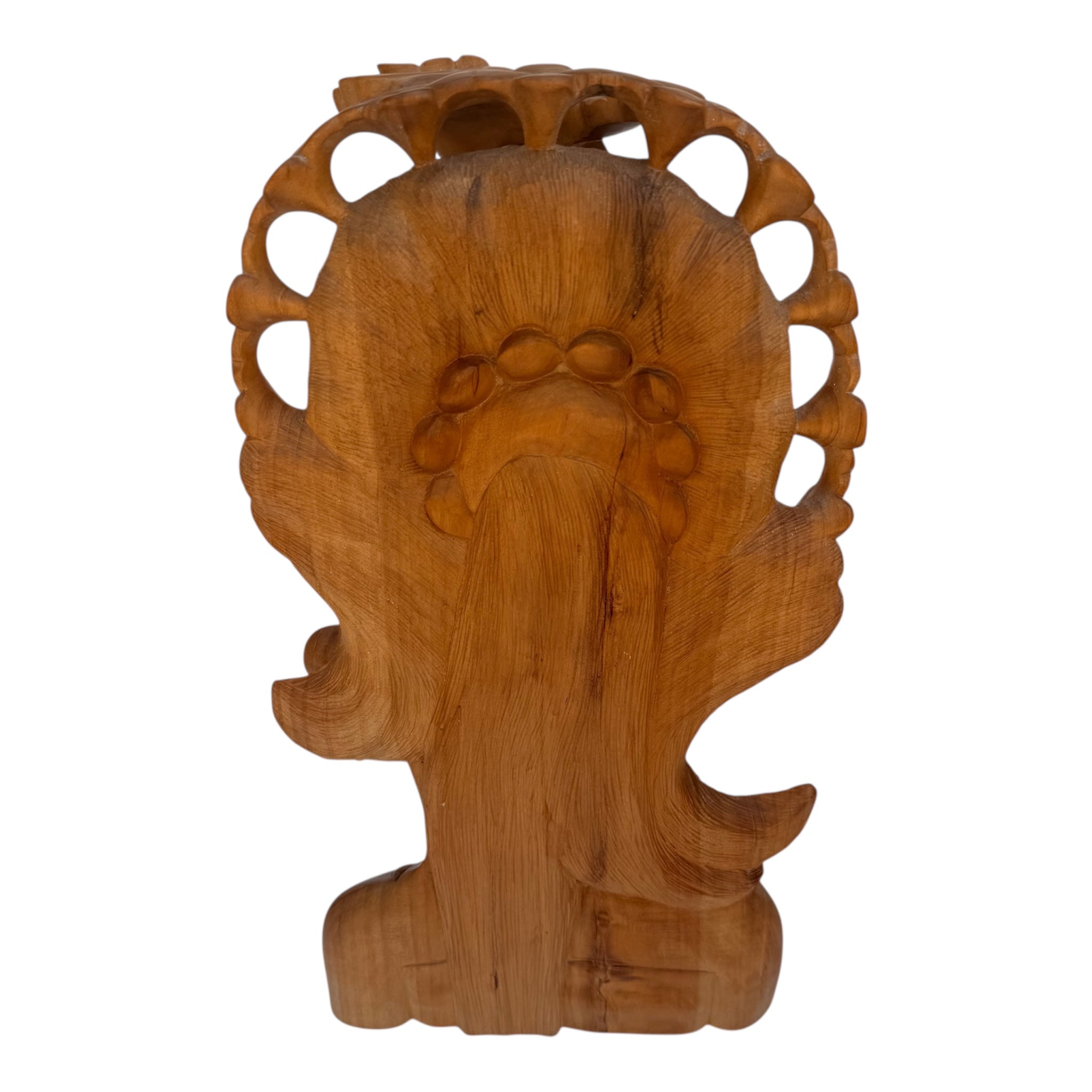 Hand-Crafted Wooden Lady Bust Sculpture