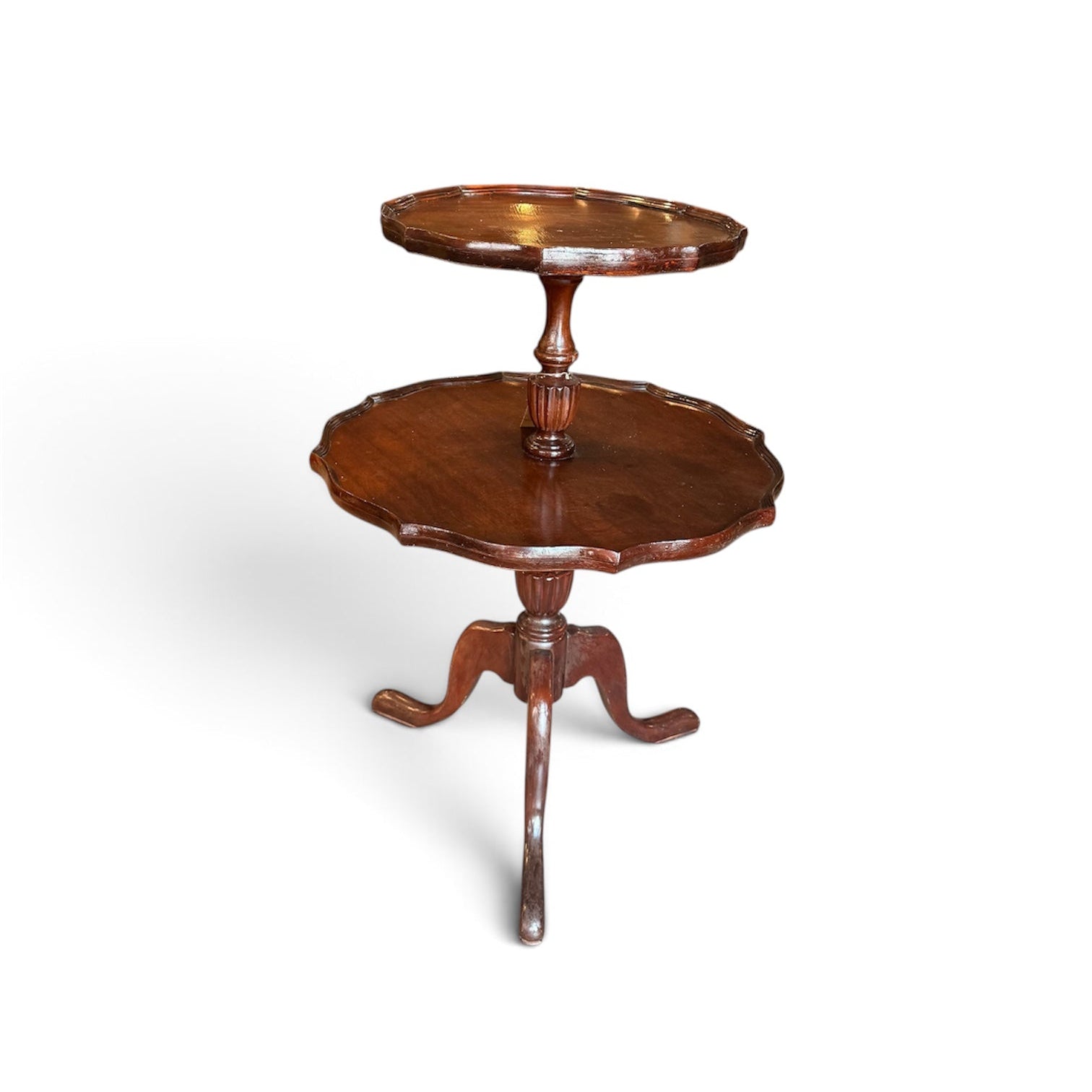 Antique Two-Tier Mahogany Tea Table | Classic English Accent Table