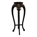 Vintage Carved Pedestal with Rose Marble Inset